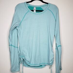 Lucy| Teal and white Striped Active Top